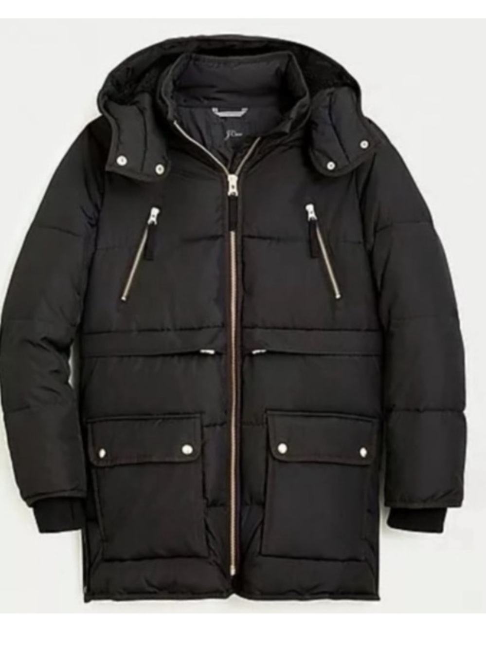 J. Crew Chateau Puffer with Primaloft, Black , Size XL